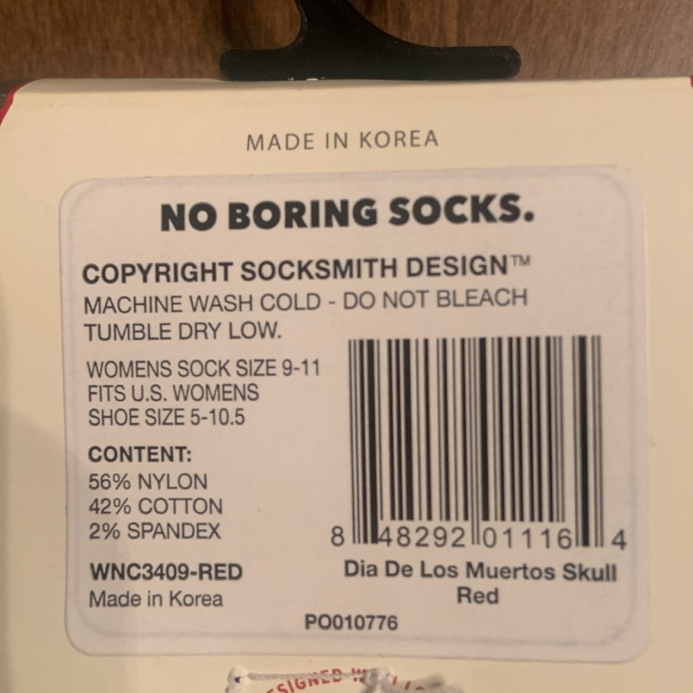 NWT SOCKSMITH Dia De Los Muertos Skull Fits Shoe sizes Size 5-10.5 PRICE FIRM - Picture 6 of 7
